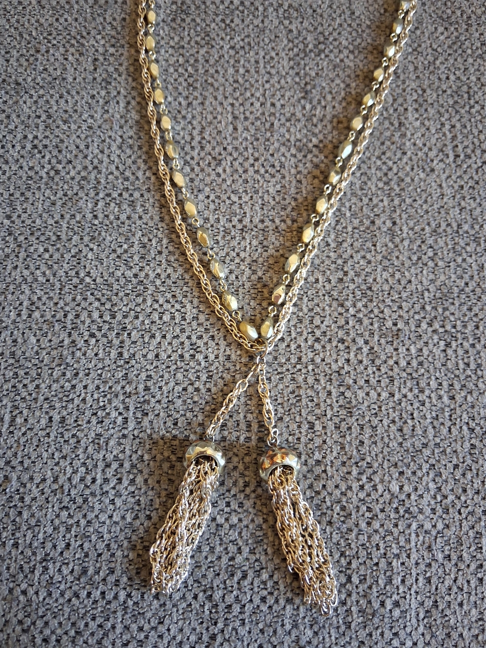 Vintage Gold-Tone Tassel Layered Necklace - Elegant Women’s Jewelry